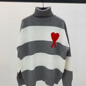 ami Fall/Winter striped controlled knit turtleneck sweater